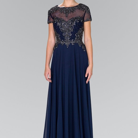 Illusion Neck A-Line Shape Evening Dress GSGL2406 - Picture 1 of 5
